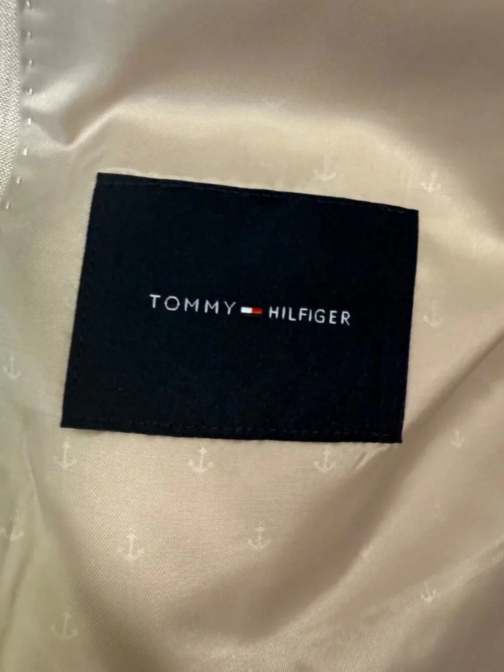 Tommy Hilfiger 44L Tan Linen Sport Coat Modern Fit Summer Wedding Blazer Preppy